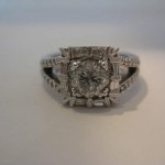 14kw Diamond Engagement Ring with round and baguette Diamonds2