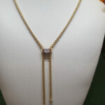 Diamond Slide on wheat chain with round diamond